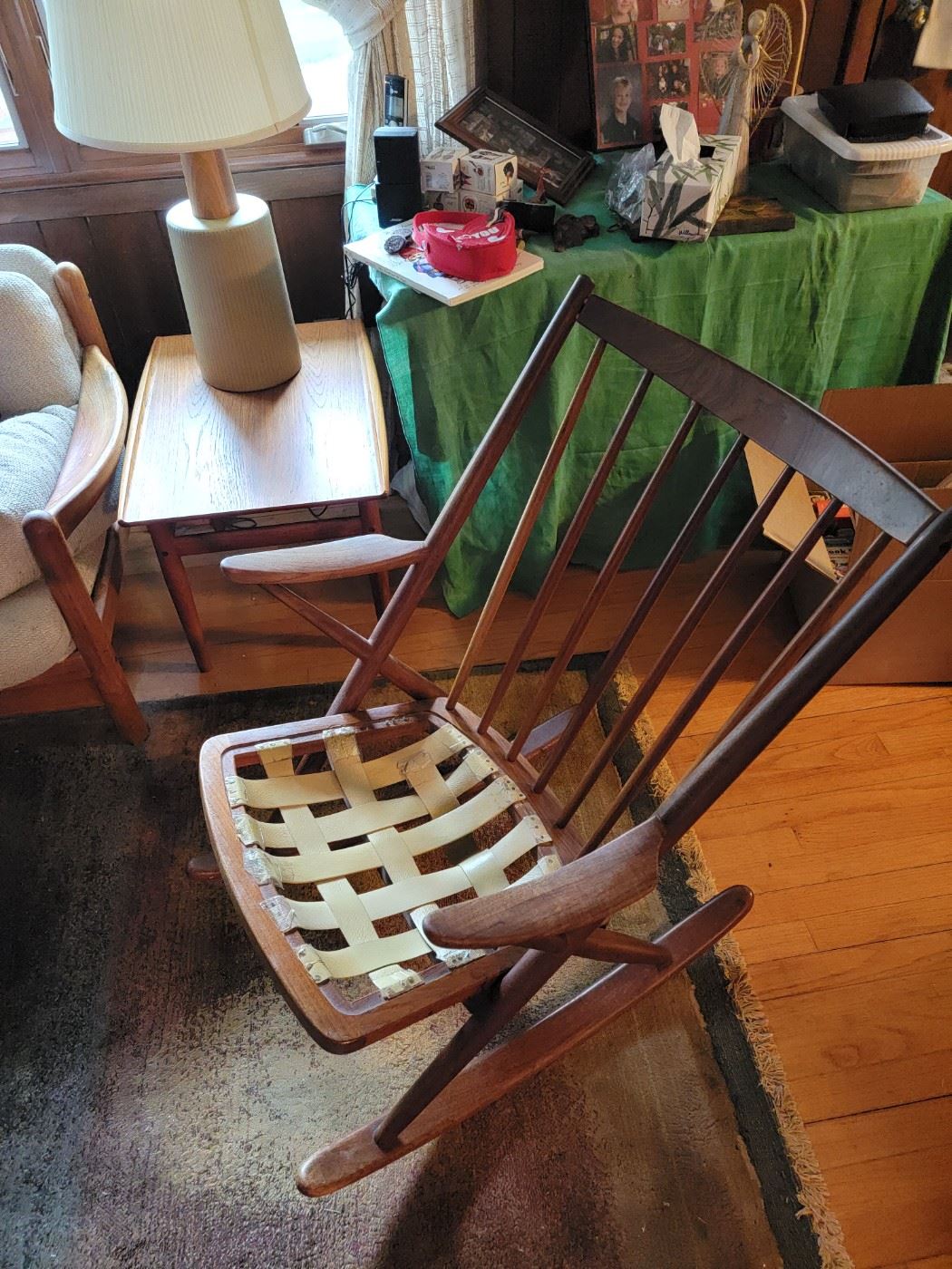 Kirby Estate Sales setup at Sussex estate sale with teak furniture Kirby Estate Sales setup at Sussex estate sale with teak furniture